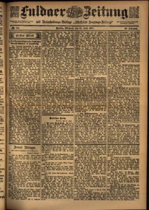 Erste Ausgabe vom Mittwoch, den 26. Juni 1901.