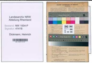 Entnazifizierung Heinrich Dickmann , geb. 17.04.1861 (Vollziehungsbeamter)