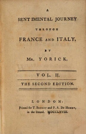 A sentimental journey through France and Italy, 2