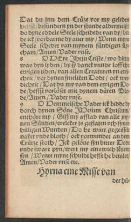 Hyrna eine Misse van der hilligen Drevoldicheit ...
