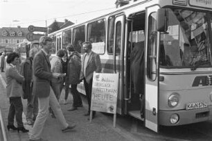 Aktion der Arbeitsgemeinschaft Verkehr der Bürgeraktion Umweltschutz Zentrales Oberrheingebiet BUZO zur Einrichtung einer ständigen Omnibusverbindung zwischen Durlach und Ettlingen