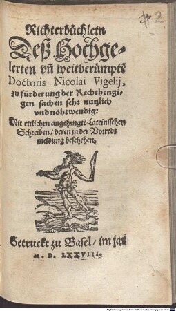 Nicolai Vigelii Richterbüchlein : zu Fürderung der Rechthengigen Sachen