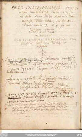 Ordo Inscriptionis Professorum Philosophicae Facultatis, ...