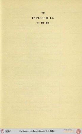 VII. Tapisserien (Nr. 451-461)