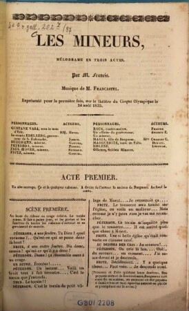 Les mineurs : Mélodrame en trois actes