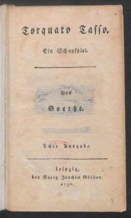 Torquato Tasso : Ein Schauspiel