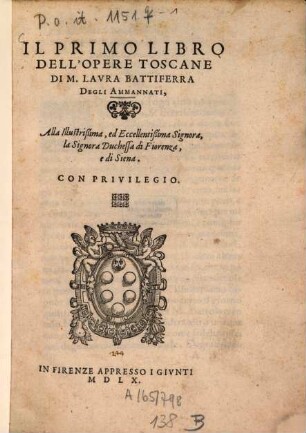 Opere toscane. 1. 1560. - 122 S.
