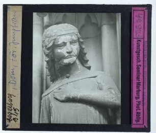 Magdeburg, Dom, Jungfrauenportal in der Paradiesvorhalle : Eine der törichten Jungfrauen, Kopf