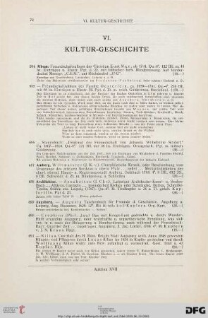 VI. Kultur-Geschichte (Nr. 684-761)