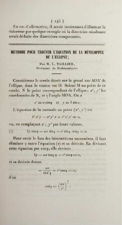 Méthode pour trouver l'équation de la développée de l'ellipse.