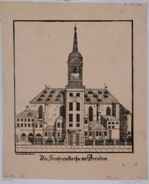 Die alte Sophienkirche (evangelische Hofkirche) in Dresden von Süden