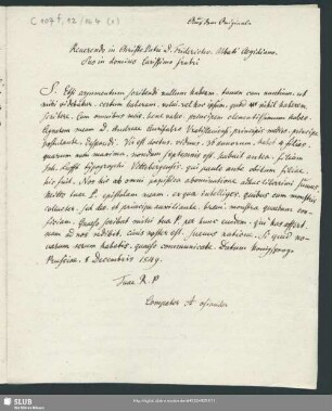 12(4c): Abschrift eines Briefes des Andreas Osiander an Friedrich Pistorius