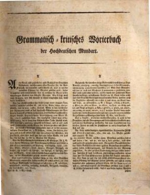 Grammatisch-kritisches Wörterbuch der hochdeutschen Mundart : mit beständiger Vergleichung der übrigen Mundarten, besonders aber der oberdeutschen, 1. Von A - E