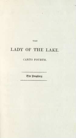 The lady of the lake. Canto Fourth. The prophecy