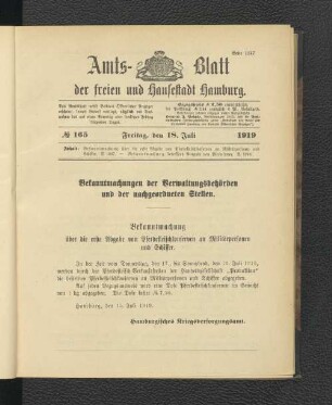 No.165, Freitag, den 18. Juli 1919