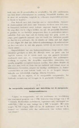 § 3. De voorgestelde reorganisatie met betrekking tot de europeesche bestuursambtenaren