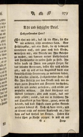 279-289, Acht und sechzigster Brief - Zwey und siebzigster Brief