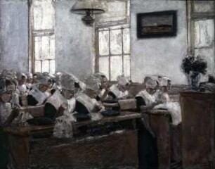Nähschule (Arbeitssaal) im Amsterdamer Waisenhaus