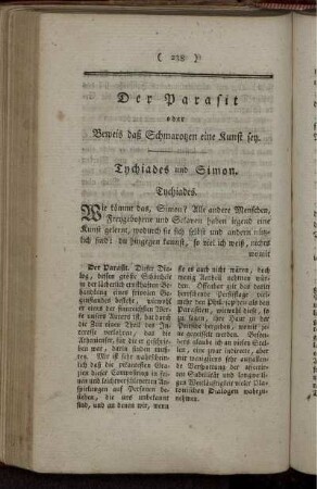 Der Parasit oder Beweis dass Schmarotzen eine Kunst sey