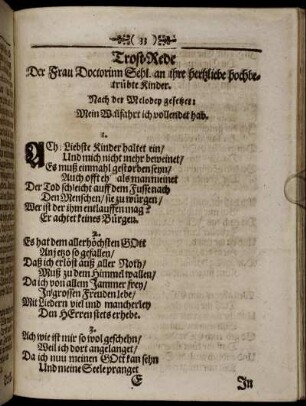 Trost-Rede; Grabschrifft.