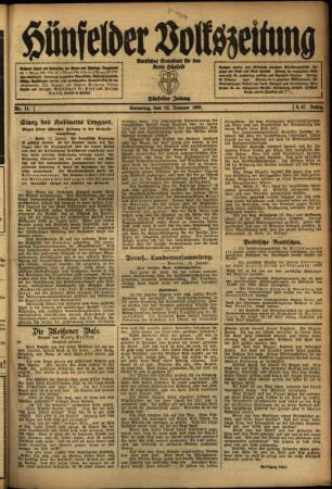 Ausgabe vom Samstag, den 15. Januar 1921.
