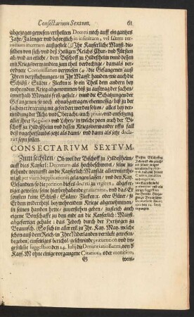 Consectarium Sextum.