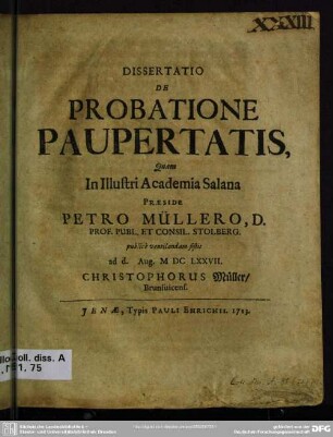 Dissertatio De Probatione Paupertatis
