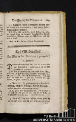 Das VIII. Hauptstück. Von Fügung der Vorwörter (praeposit.)