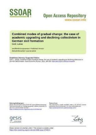Combined modes of gradual change: the case of academic upgrading and declining collectivism in German skill formation