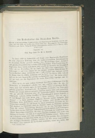 Die Bodenkultur des Deutschen Reichs