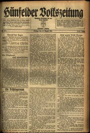 Ausgabe vom Freitag, den 19. August 1921.