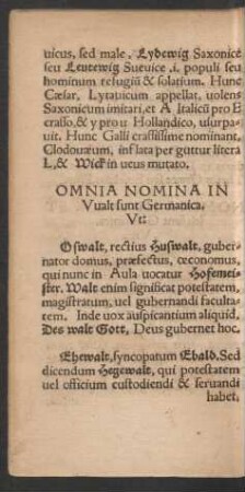 Omnia Nomina In Walt sunt Germanica.