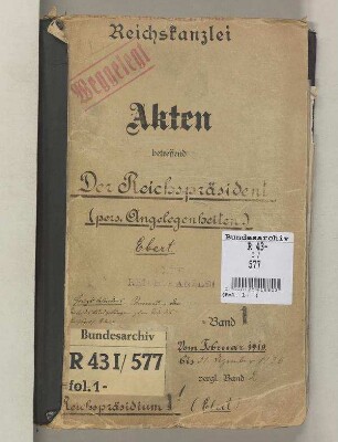 Reichspräsident Ebert: Bd. 1