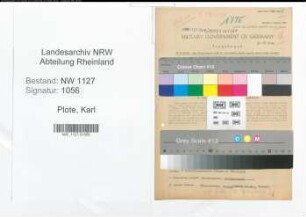 Entnazifizierung Karl Plote , geb. 24.01.1915 (Amtsinspektor)