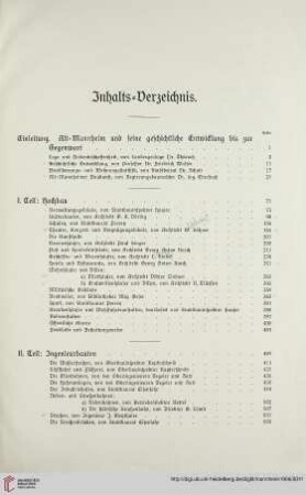 Inhalts=Verzeichnis