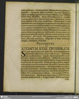 Propositio II. Atomum Esse Divisibilem