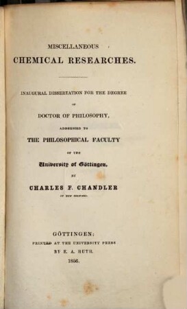 Miscellaneous chemical researches