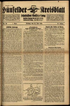 Erste Ausgabe vom Freitag, den 25. Juli 1941.
