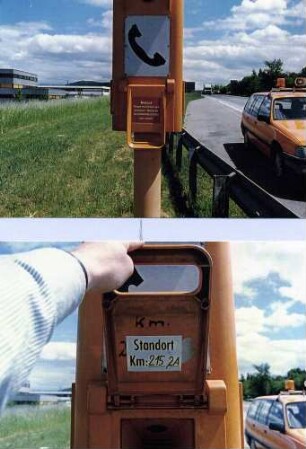 Notrufsäule, Fahrbahn Stuttgart - Karlsruhe.