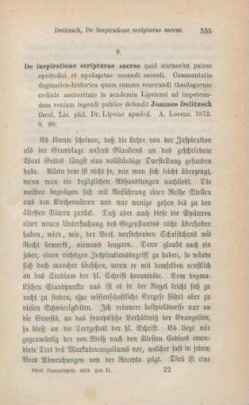 335-341 [Rezension] Delitzsch, Johannes, De Inspiratione scripturae sacrae