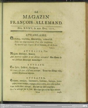Nro. XXXV. le XXV. Dec. 1777