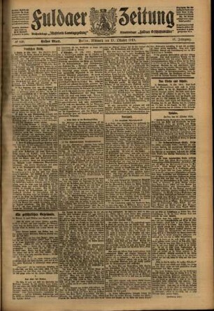 Erste Ausgabe vom Mittwoch, den 19. Oktober 1910.