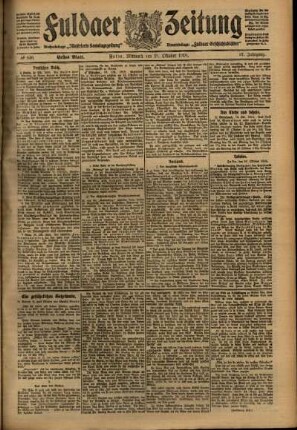Erste Ausgabe vom Mittwoch, den 19. Oktober 1910.