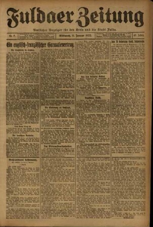 Ausgabe vom Mittwoch, den 11. Januar 1922.
