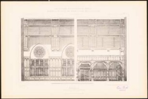 Rathaus: Schnitt durch Sitzungssaal (aus: C. Schäfer, Die Bauhütte, Entwürfe im Stile des Mittelalters, 3. Bd., 1895, Blatt 47)