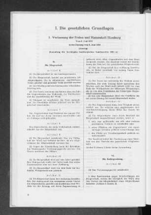 1. Verfassung der Freien und Hansestadt Hamburg