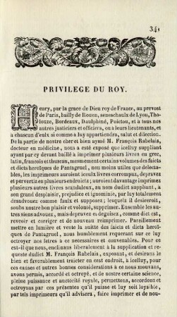 Privilege du Roy