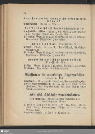 Königlich Sächsische Gesandtschaften