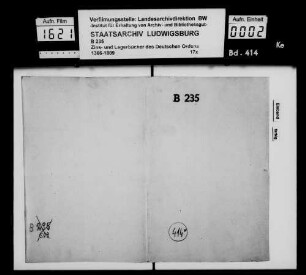 Kommende Ulm: Lagerbuch zu Amt Zöschingen (Auszug), Memmingen und Sontheim