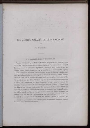 I. La Découverte Et L'Inventaire